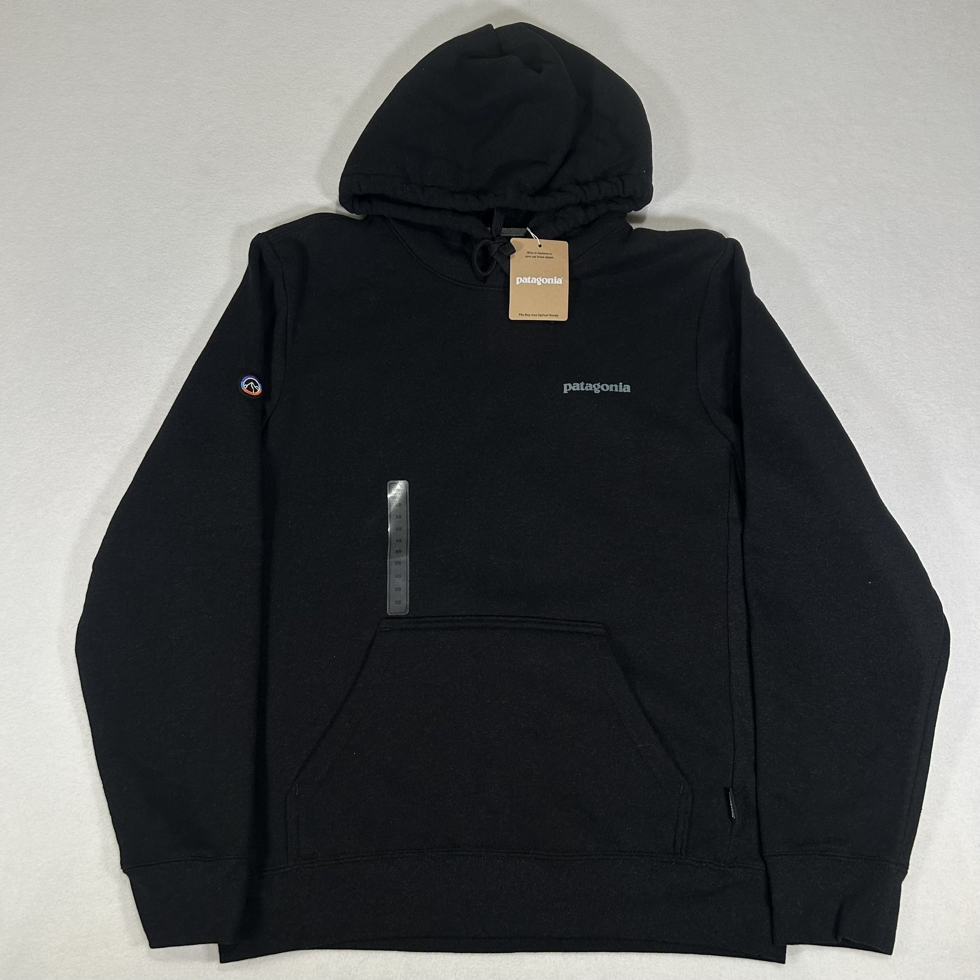 NWT Patagonia Mens XS Black Fitz Roy Icon Uprisal Long Sleeve Hoodie Hoody