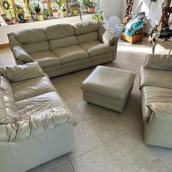 Vintage Leather Couch Set for Sale