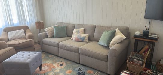 Gray Fabric 3-Seat Sofa - 8 footer