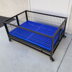 (New) $100 Dog Whelping Pen 41” Cage Kennel with Plastic Tray & Floor Grid 41x29x15”