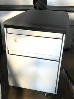 Steel case rolling cabinets - with padded seat top