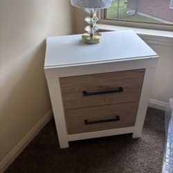 White and beige bedroom set