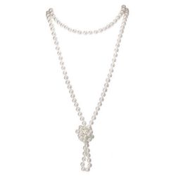 New Elegant 57” Faux Pearl Costume Necklace