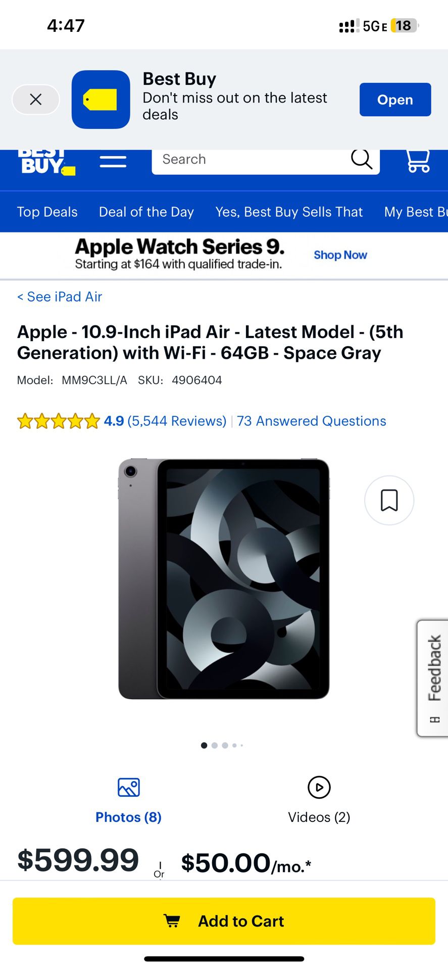 Apple 10.9-Inch iPad Air Latest Model (5th Generation) with Wi-Fi 64GB  Space Gray MM9C3LL/A - Best Buy