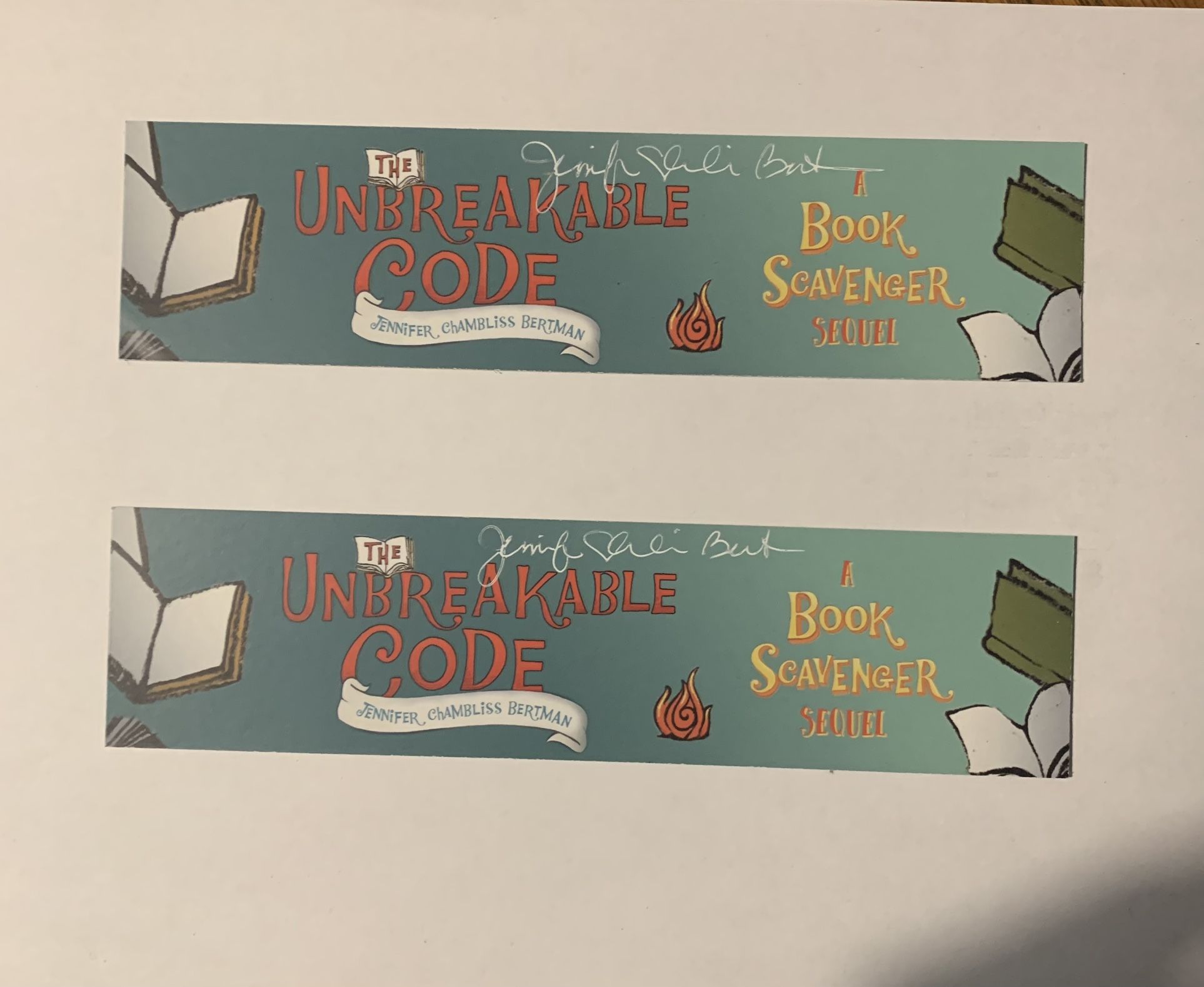 The Unbreakable Code Bookmark Signed My Author