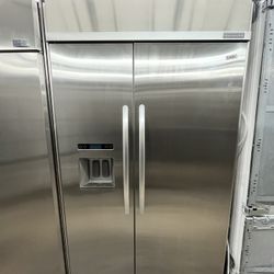 Stainless Steel KitchenAid Built In 48” Refrigerator Side By Side
