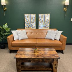 DHP Parker Futon/Couch with Storage, Camel Faux Leather