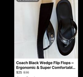 Brand: Coach Style: Wedge Thong Flip Flops / Sandals Color: Black