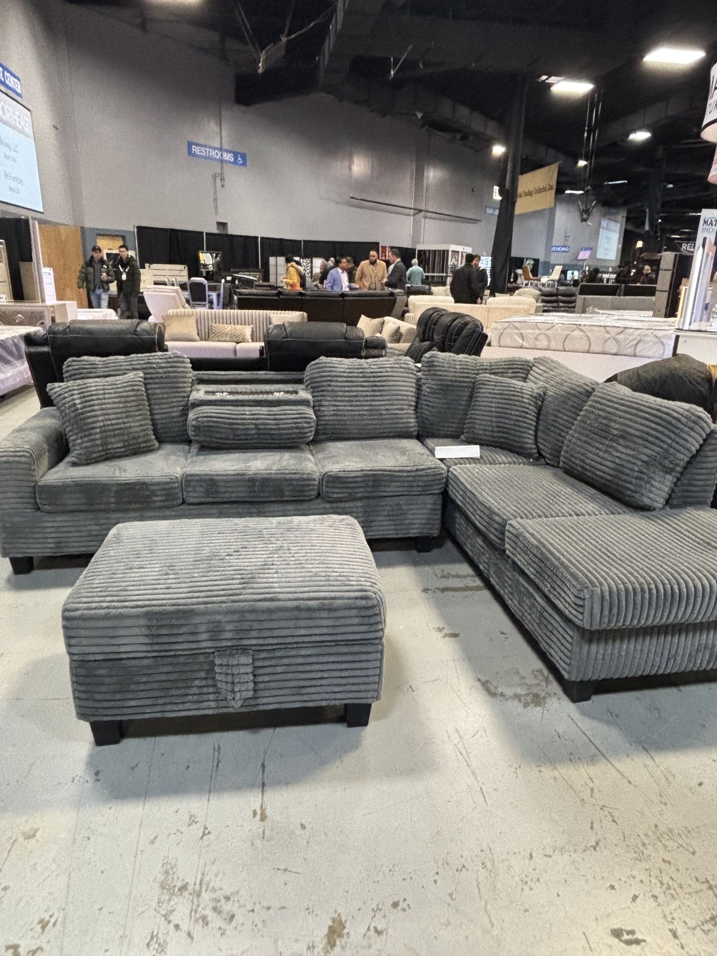 Sectional With Ottoman Available For Fast Delivery