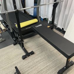 Olympic Weight Bench Press with Squat Rack Workout Barbell Stand Weight Lifting Bar Home Gym