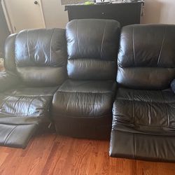 Black Leather Recliner Couch 