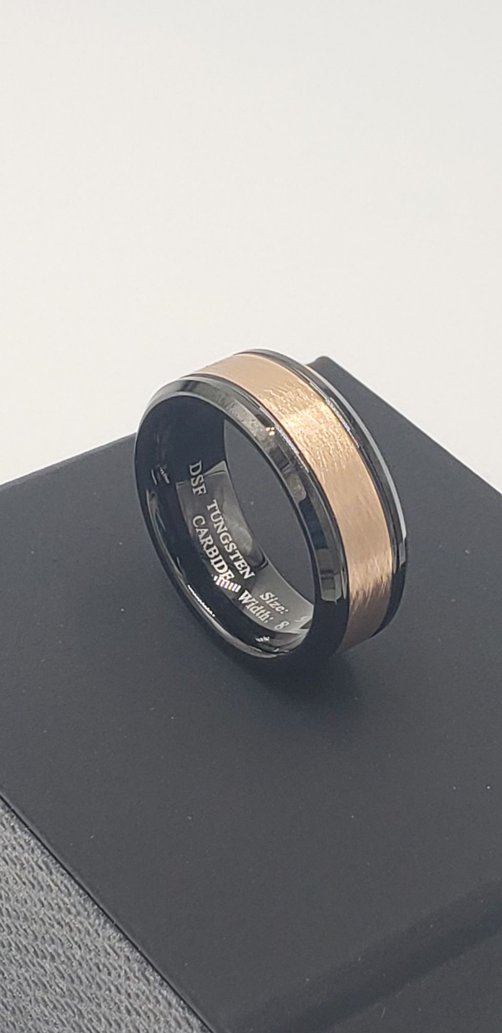 Black / Brushed Brass Tungsten Carbide Ring