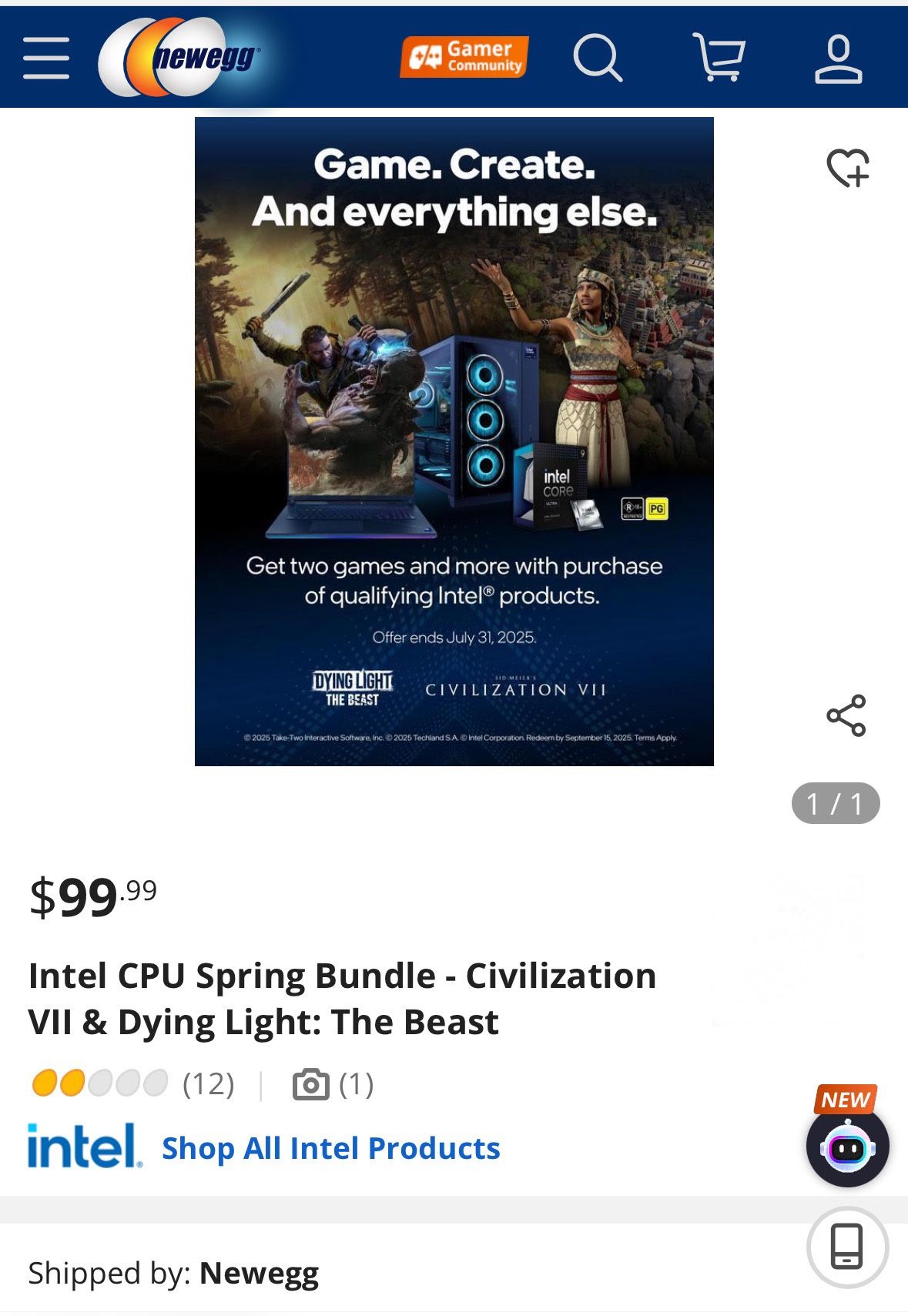 Intel CPU Spring Bundle - Civilization VII & Dying Light: The Beast