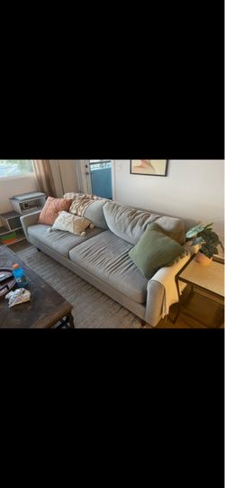 Gray Fabric Three-Seat Sofa