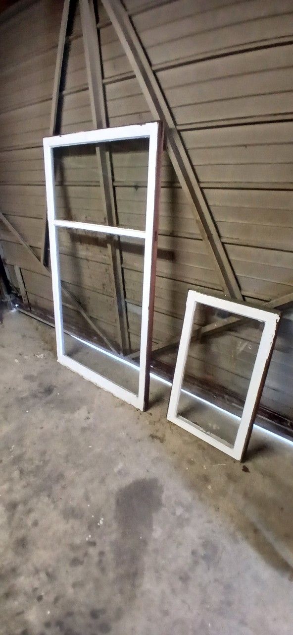 Antique Wavey Glass In Wooden Frames