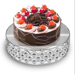 Crystal Cake Stand – Mirrored Beaded Crystal Cake Pedestal Stand – Dessert Stand For Cupcakes, Muffins, Cake, Cheese – Elegant Dessert Table Display S