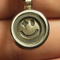 . 999 Fine Silver 15mm Starry Eyed Happy Face Pendant Charm Unisex Jewelry HIGHEST QUALITY