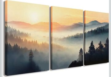 Sunset wall art paintings - three panels each 16x24 inches