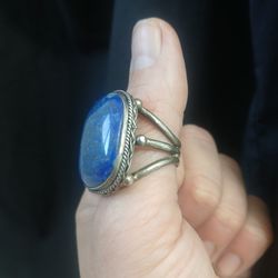 Large Lapis Lazuli and .925 Silver Ring