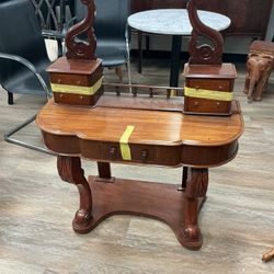 Vintage Wooden Vanity Table with Storage