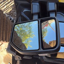 Ford F-Series trailer tow mirror, specifically designed for models like the F-150, F-250, and F-350. These mirrors are designed with a dual-pane syste