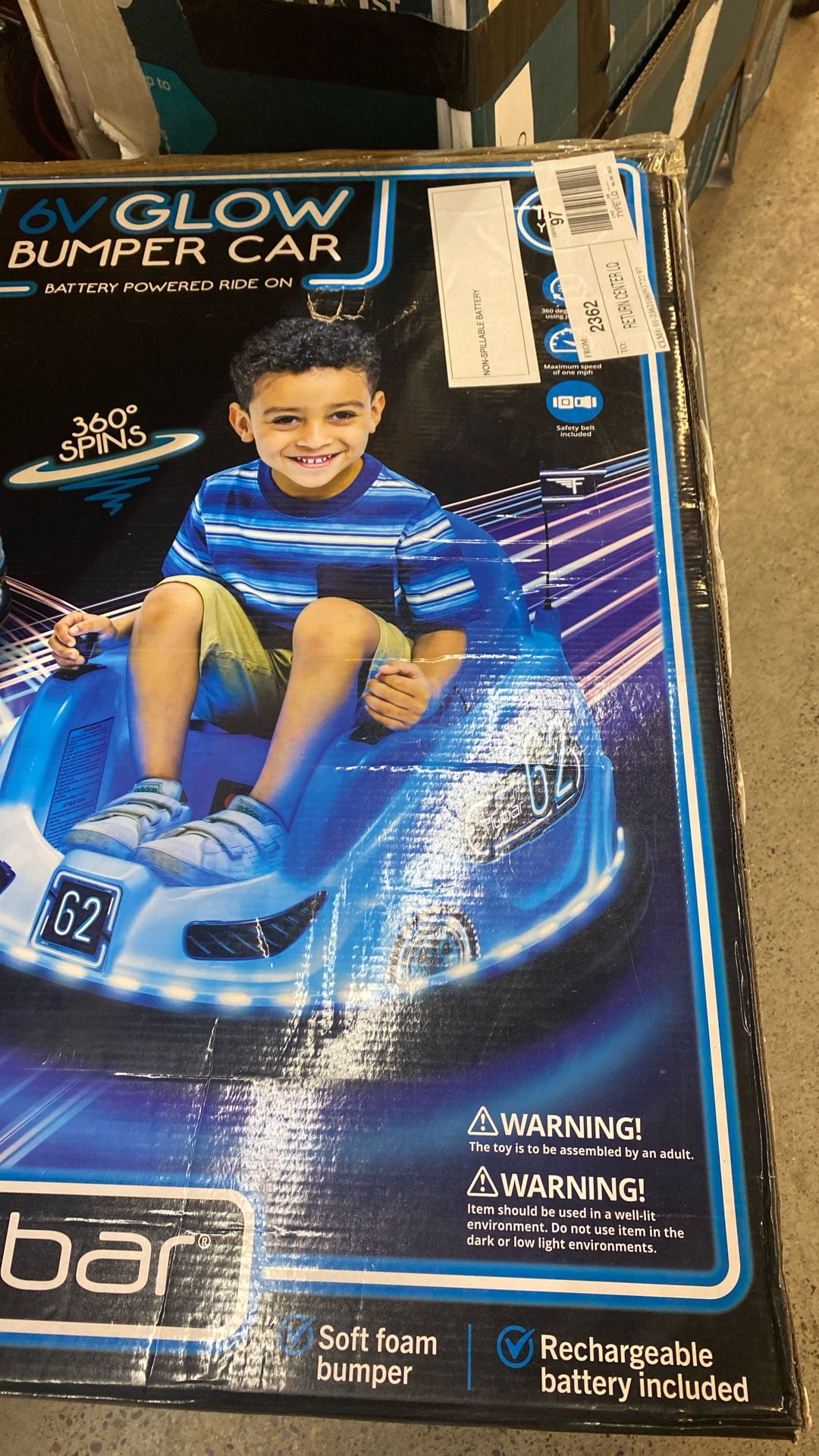 6v Glow Bumper Car 360 Spins