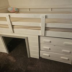 White Twin Loft Bed And Dresser