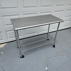 Stainless steel table with wheels, NSF certified, Very good condition, In san pedro