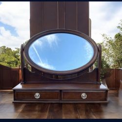 Wooden Antique Style Vanity Mirror For Dresser or Table 