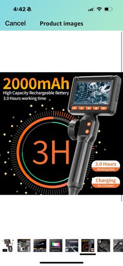 HILYCEN Two-Way Articulating Endoscope - 5.5FT Industrial Borescope With 4.3" IPS Screen & LED Lights