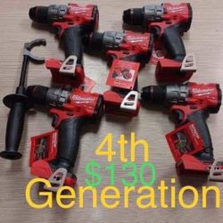 Mílwaukee New Hammer Drill Fuel 18M Brushless 4th Generation - No Battery $130 Each One 