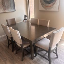 Dining Room Table With Six Chairs And Two  Inserts 