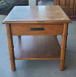 Wood End Table with Drawer and Shelf