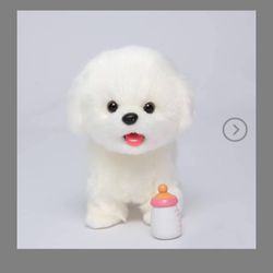 Plush Interactive Maltese Simulation Dog- Puppy Dog Toy for Kids-with Walking, Barking, Wagging Tail & Talking- Robotic Present Pet Toy for Toddler Ki