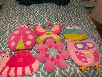Girls Animal, Insect, etc. Decorative Pillows x6