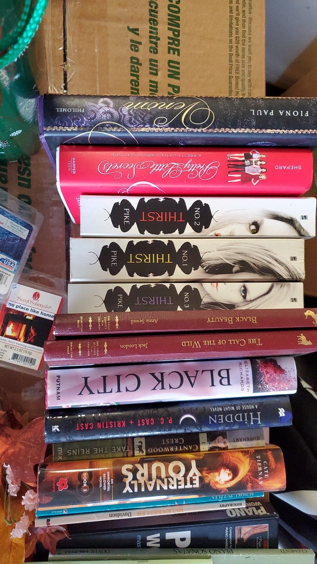 variety of books vampire dairy books and a few classics