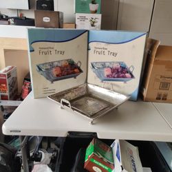 2 Hammered Brass Fruit Trays