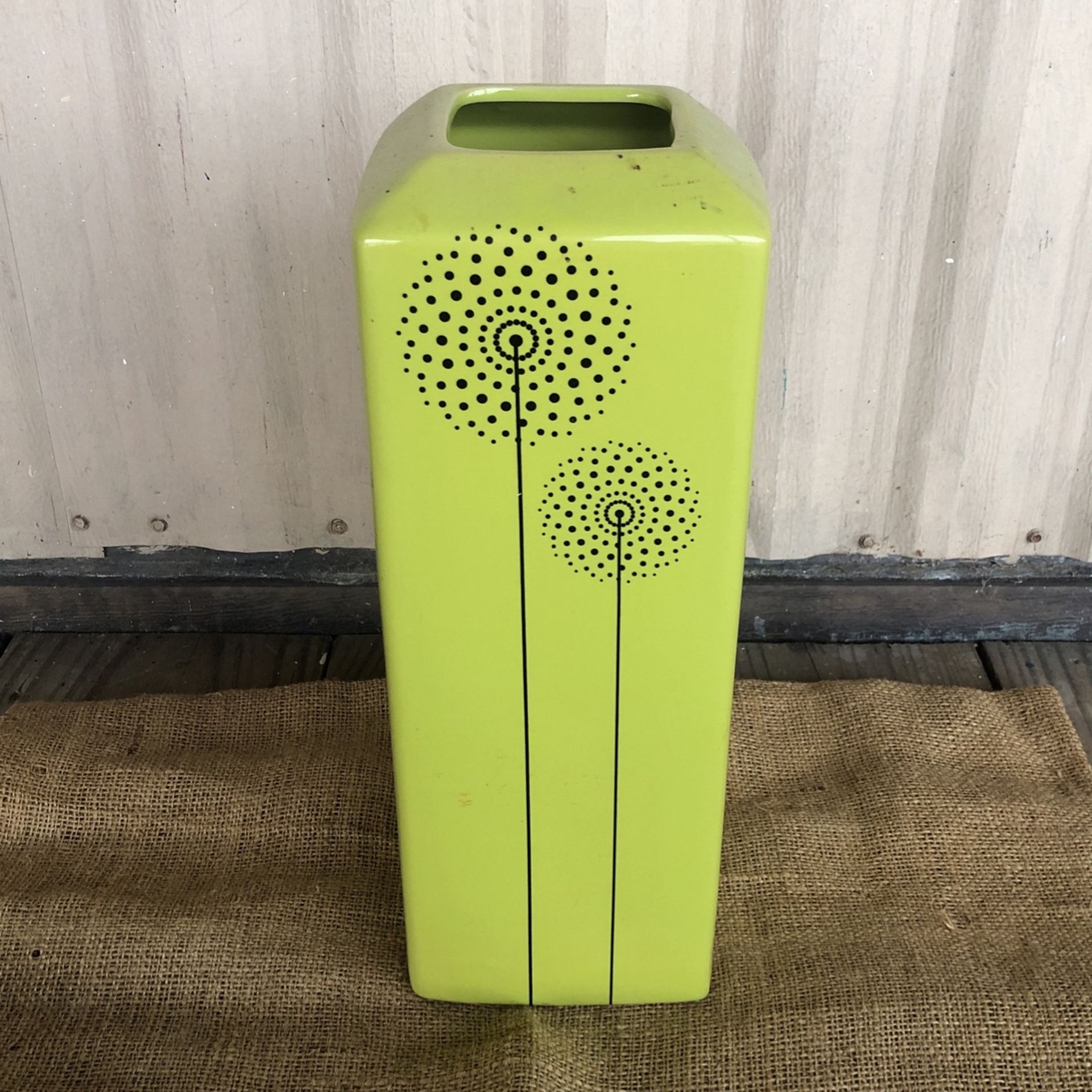 Large Green Aging Flower Vase