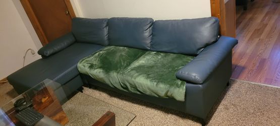 Blue faux couch / designer modern