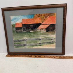 Watercolor Barn Painting 