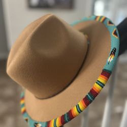 Beautiful Fedora Hat Hand Beaded. 