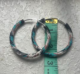 2.5” Beaded hoop earrings