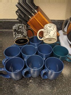 8 Blue Corelle Mugs