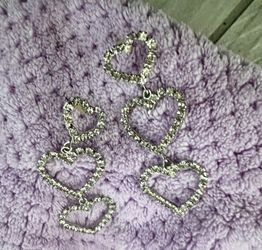 3 Tier Crystal Silver Earrings 