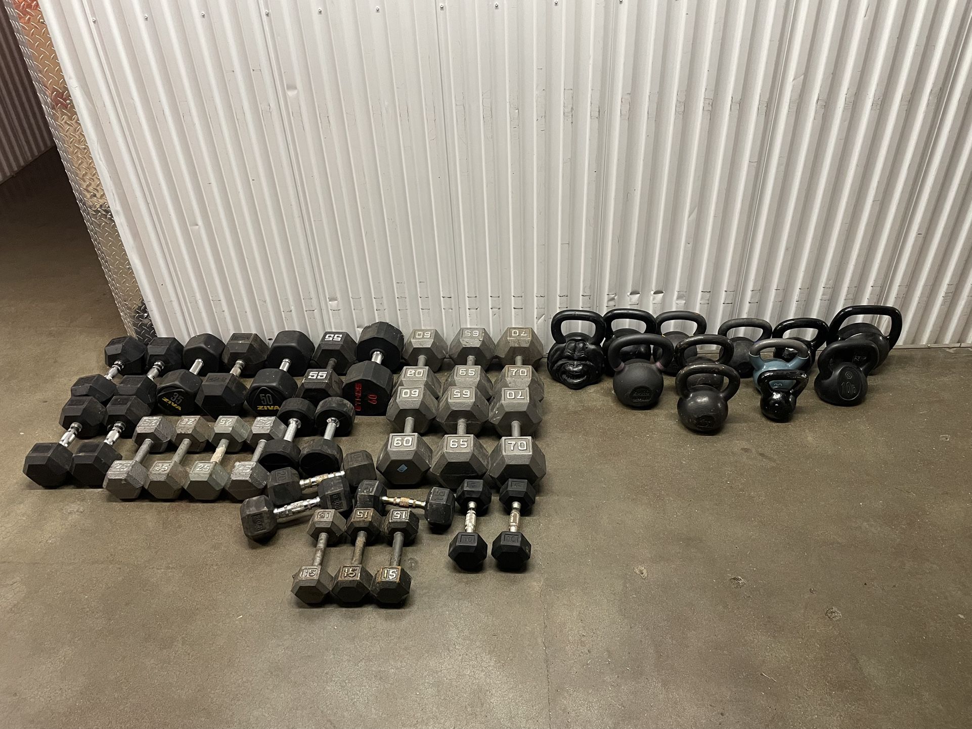 Dumb Bells & Kettle Bell Lot - Over 1,300 Pounds Lbs