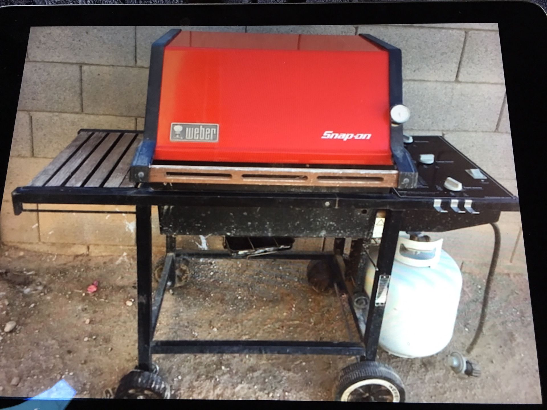 Snap-On Weber barbecue 34 years old and is still running/looking good! These cast aluminum relics don’t rust and are easily refurbished or maintained