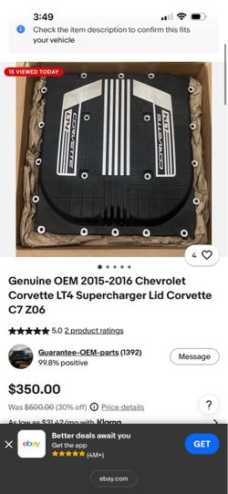 Corvette LT4 Supercharger Lid C7 Z06 OEM