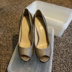 Enzo Angiolini Silver Gold Heels 7.5