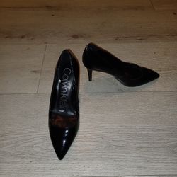 3 In Calvin Klein Black Latex Heels. 