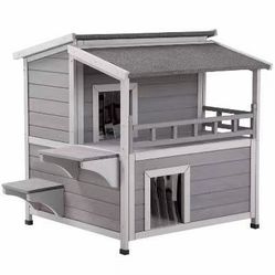 AIR33 Wooden Cat House – Indoor or Outdoor Cat Shelter